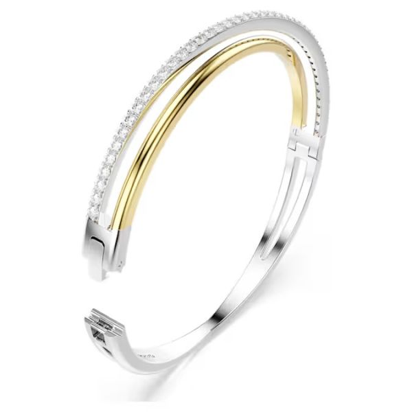 Bracelete Swarovski Hyperbola Lapidação redonda Branca Acabamento de combinação de metais L