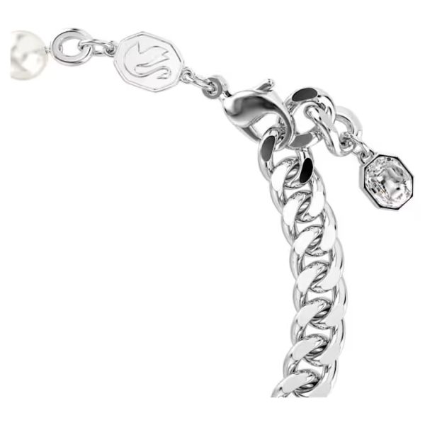 Pulseira Swarovski Dextera Pavé Crystal Pearl Branca Lacado a ródio M