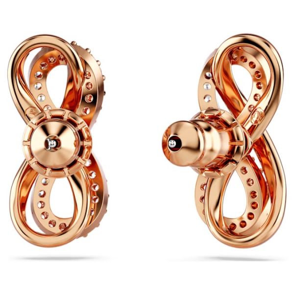 Brincos Swarovski Stud Hyperbola Infinity Branco Lacado a Rosa Dourado