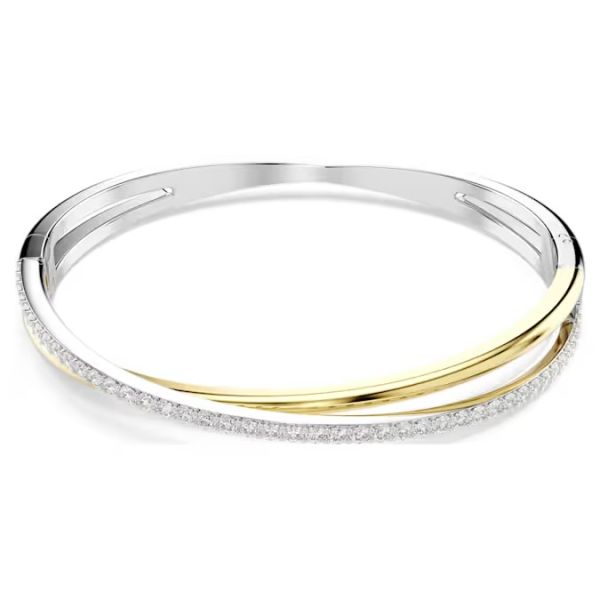 Bracelete Swarovski Hyperbola Lapidação redonda Branca Acabamento de combinação de metais M