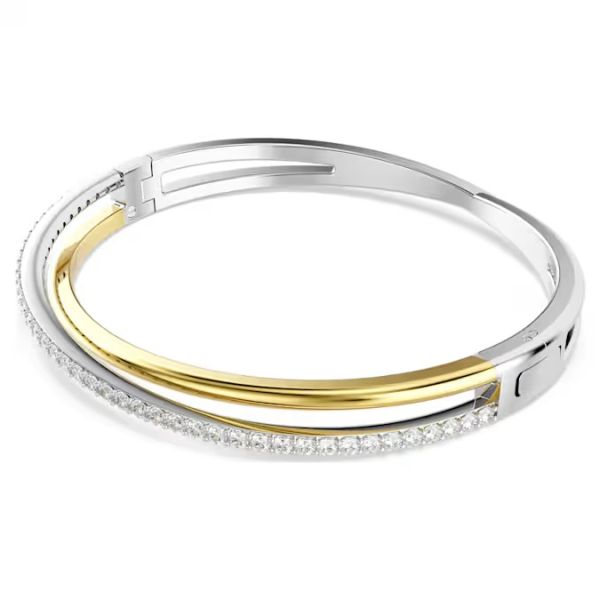 Bracelete Swarovski Hyperbola Lapidação redonda Branca Acabamento de combinação de metais M