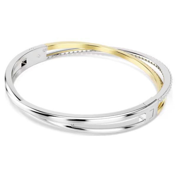 Bracelete Swarovski Hyperbola Lapidação redonda Branca Acabamento de combinação de metais M