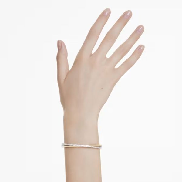 Bracelete Swarovski Hyperbola Lapidação redonda Branca Acabamento de combinação de metais M