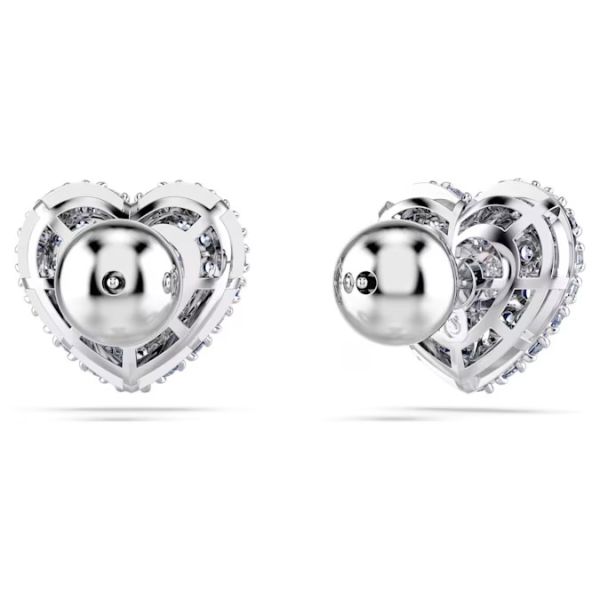 Brincos Swarovski Stud Hyperbola Coração Azul Lacado a Ródio