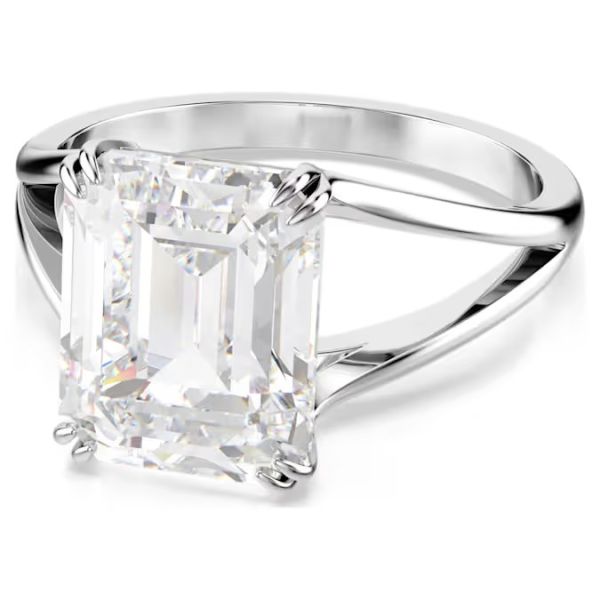 Anel Swarovski cocktail Stilla Lapidação octogonal Branco Lacado a ródio 60