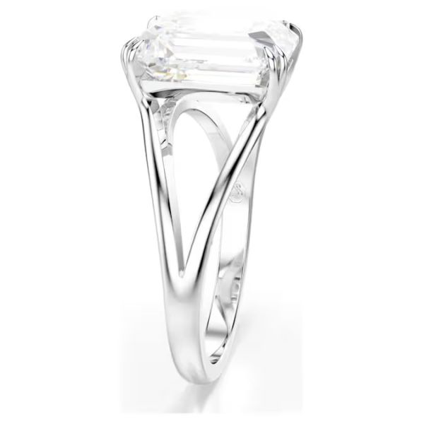 Anel Swarovski cocktail Stilla Lapidação octogonal Branco Lacado a ródio 60