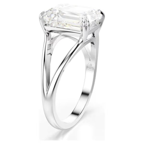 Anel Swarovski cocktail Stilla Lapidação octogonal Branco Lacado a ródio 60