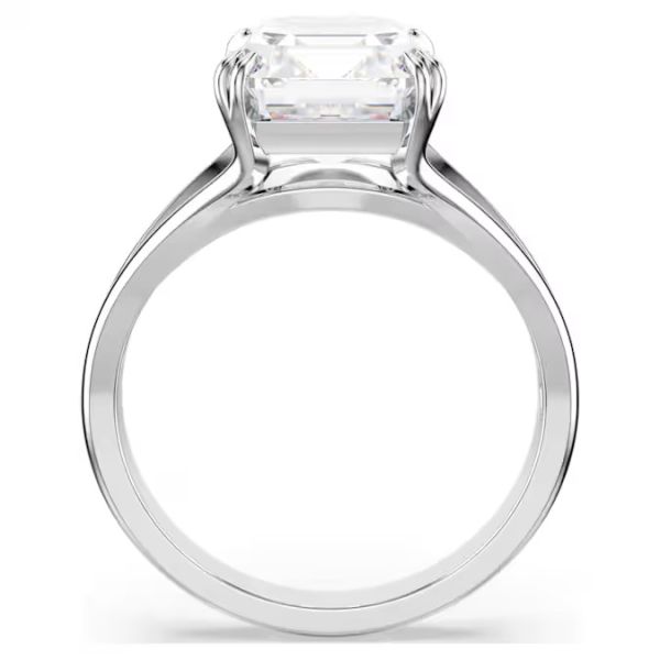 Anel Swarovski cocktail Stilla Lapidação octogonal Branco Lacado a ródio 60