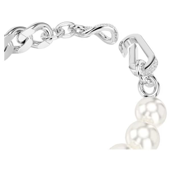 Pulseira Swarovski Dextera Crystal Pearl Ligações mistas Branca Lacado a ródio