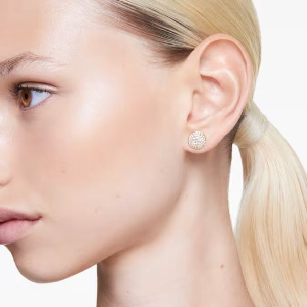 Brincos Swarovski Stud Meteora Branco Lacado a Dourado