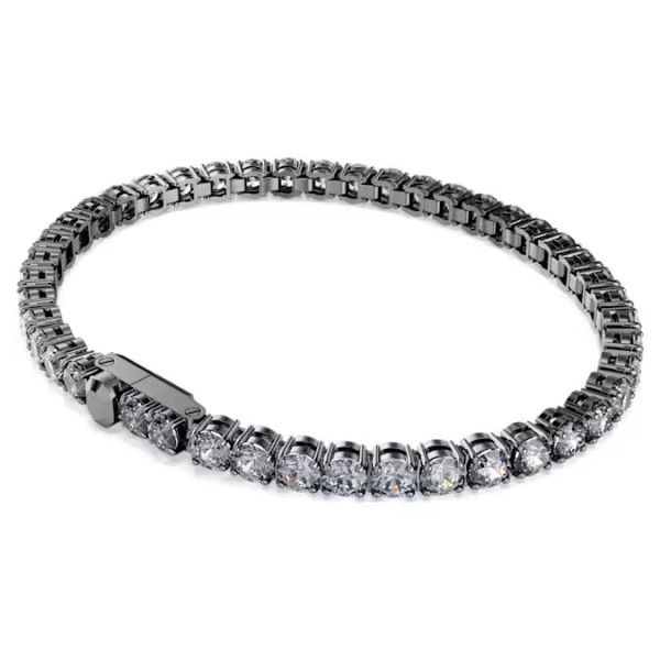 Pulseira Swarovski Matrix Tennis Lapidação redonda Cinzenta Lacada a ródio L