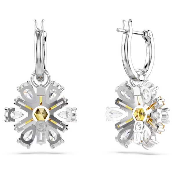 Brincos Swarovski Compridos Idyllia Flor Amarelo Lacado a Ródio