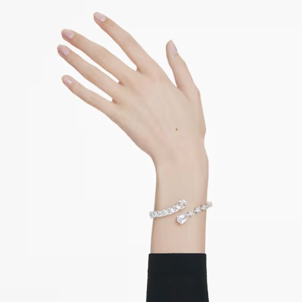 Bracelete Swarovski Matrix Combinação de lapidações Branca Lacado a ródio M