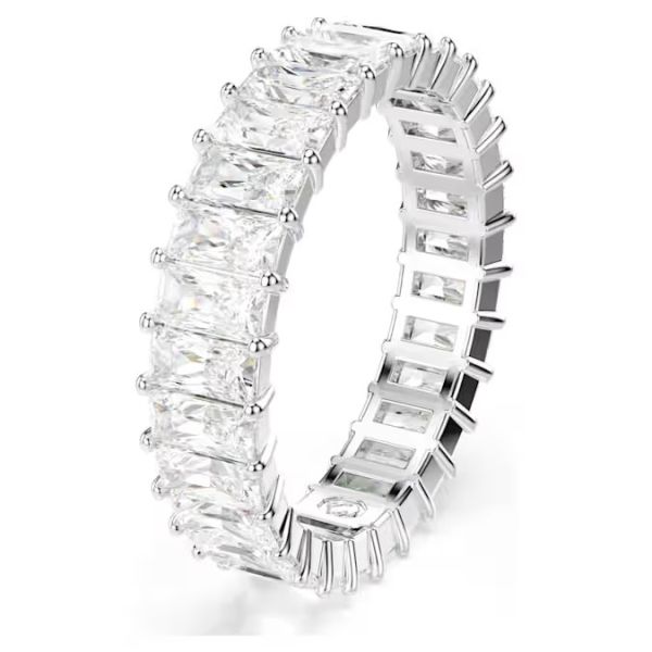 Anel Swarovski Matrix Lapidação Baguete Branco Lacado a ródio 60
