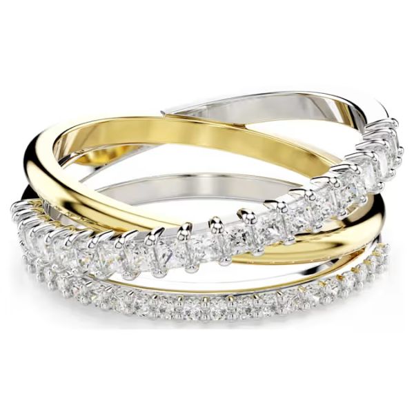 Anel Swarovski Hyperbola Combinação de lapidações Branco Acabamento de combinação de metais 55
