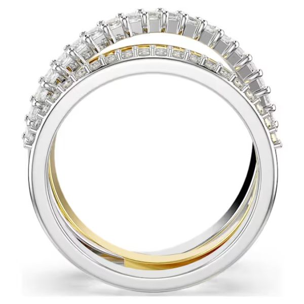 Anel Swarovski Hyperbola Combinação de lapidações Branco Acabamento de combinação de metais 55