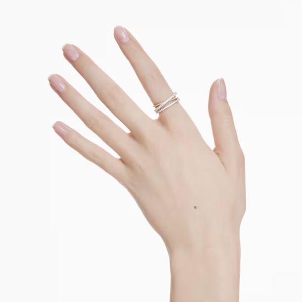 Anel Swarovski Hyperbola Combinação de lapidações Branco Acabamento de combinação de metais 55