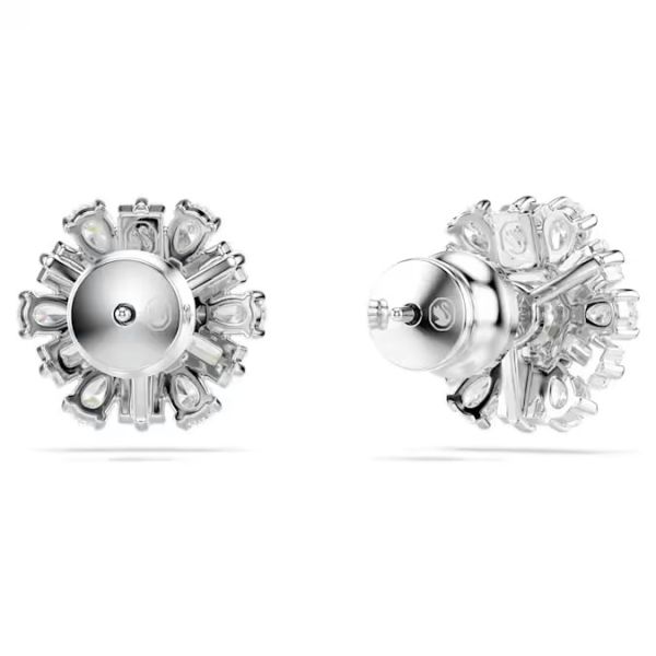 Brincos Swarovski stud Idyllia Combinação de lapidações Floco de neve Branco Lacado a ródio