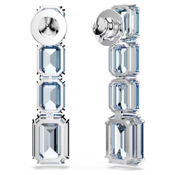 Brincos compridos Swarovski Millenia Lapidação octogonal Gradiente de cor Azuis Lacado a ródio