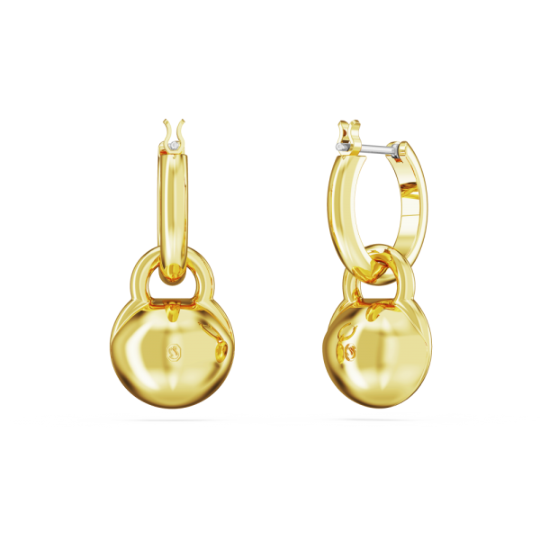 Brincos Swarovski Compridos Dextera Lapidação Redonda Branco Lacado a Dourado