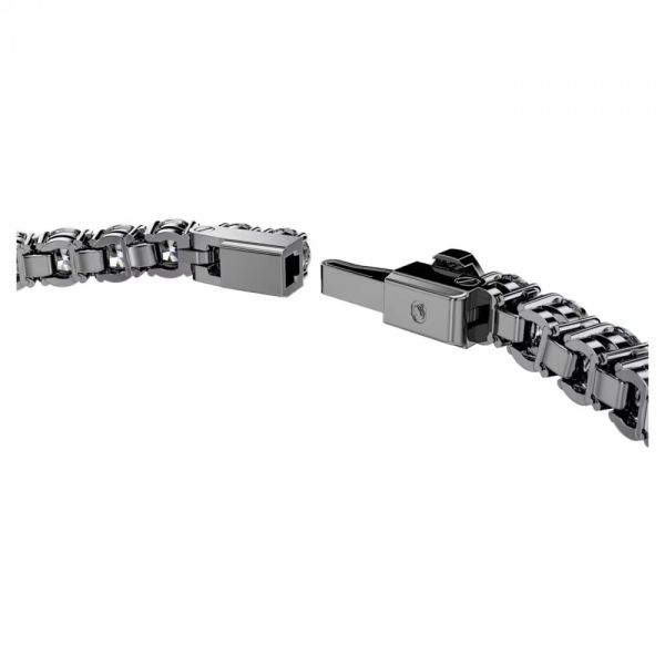 Pulseira Swarovski Matrix Tennis Lapidação redonda Cinzenta Lacada a ródio M