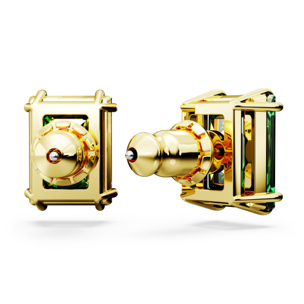 Brincos Swarovski Stud Matrix Lapidação Retangular Verde Lacado a Dourado