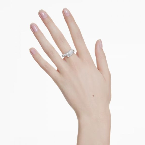 Anel Swarovski Dextera Branco Lacado a ródio 52
