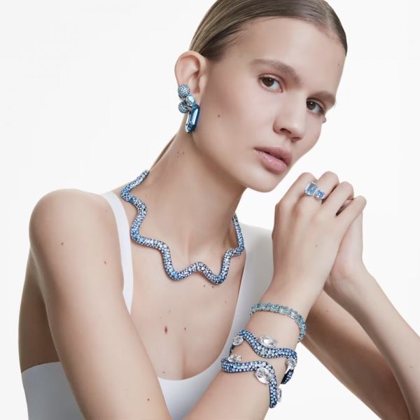 Anel Swarovski Millenia Lapidação octogonal Azul Lacado a ródio 58