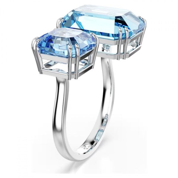 Anel Swarovski Millenia Lapidação octogonal Azul Lacado a ródio 55