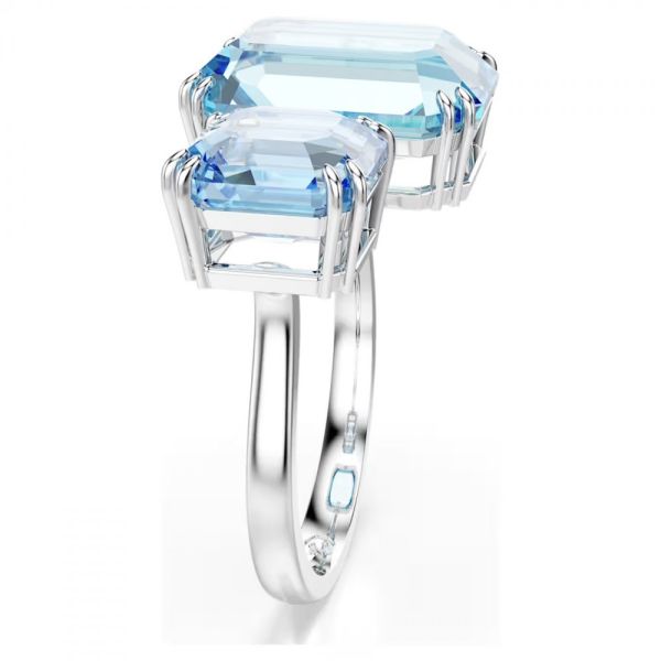 Anel Swarovski Millenia Lapidação octogonal Azul Lacado a ródio 55