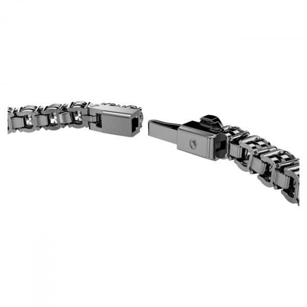 Pulseira Swarovski Matrix Tennis Lapidação redonda Cinzenta Lacada a ródio S