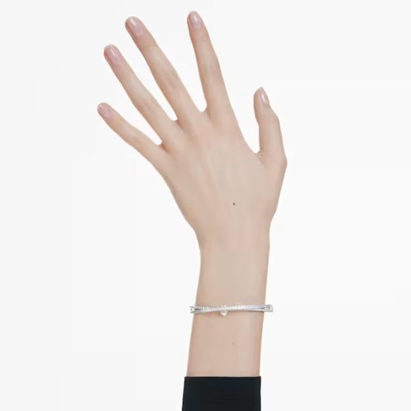 Bracelete Swarovski Hyperbola Combinação de lapidações Branca Lacado a ródio L