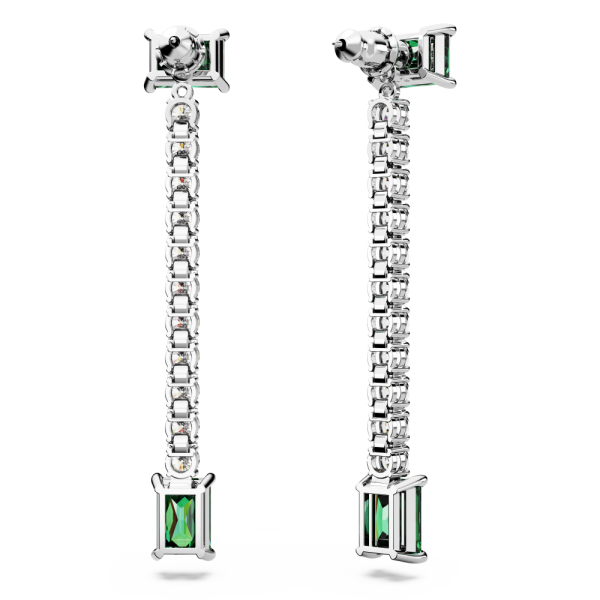 Brincos Swarovski Compridos Matrix Combinação de Lapidações Verde Lacado a Ródio