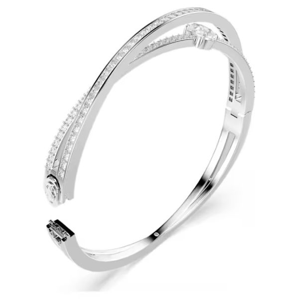 Bracelete Swarovski Hyperbola Combinação de lapidações Branca Lacado a ródio M