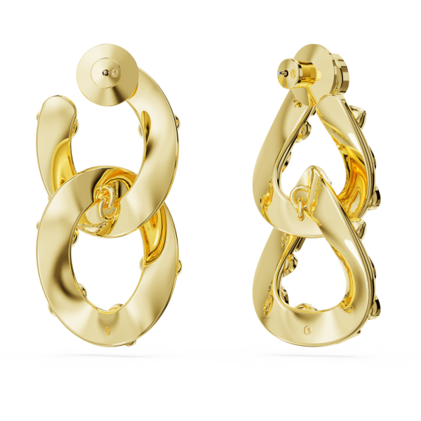 Brincos Swarovski Argola Dextera Combinação de Lapidações Laço Bloqueado Brancos Lacado a Dourado
