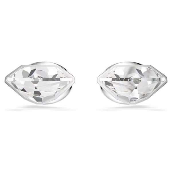 Brincos Swarovski stud Lucent Pavé Pico Branco Lacado a ródio
