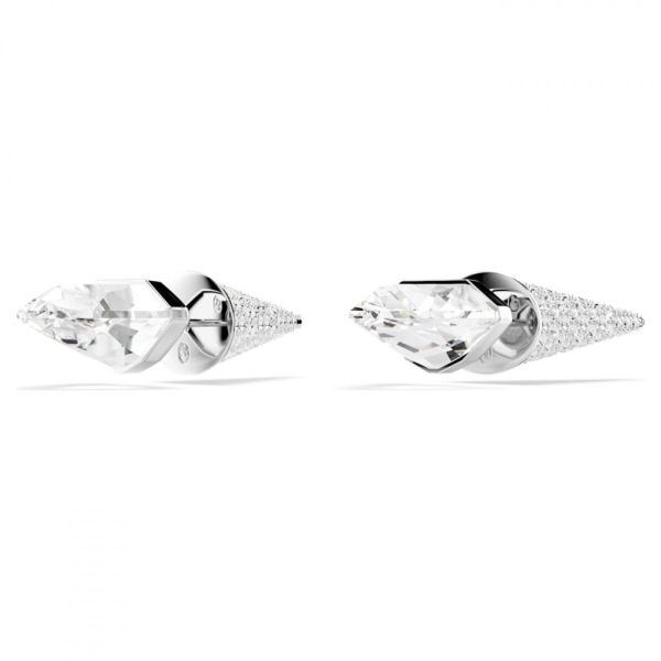 Brincos Swarovski stud Lucent Pavé Pico Branco Lacado a ródio
