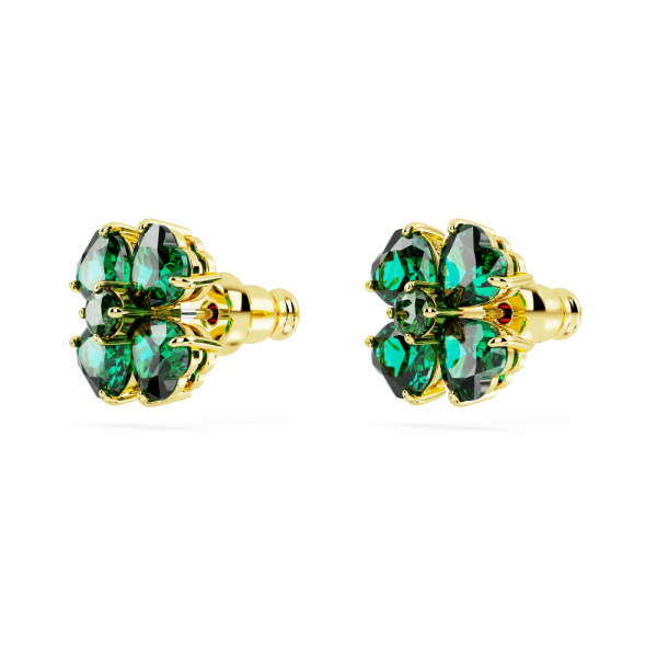 Brincos Swarovski Stud Idyllia Trevo de Quatro Folhas Verde Lacado a Dourado