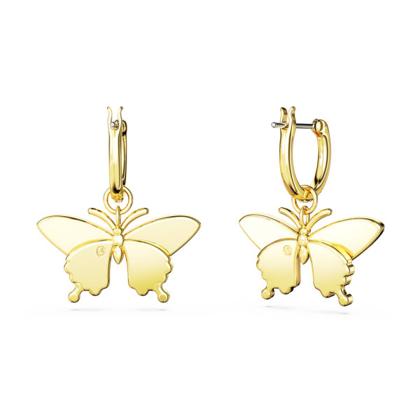 Brincos Swarovski Compridos Idyllia Borboleta Multicor Lacado a Dourado