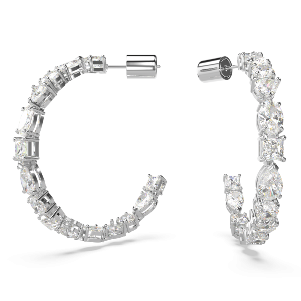 Brincos Swarovski Argola Mesmera Combinação de Lapidações Brancos Lacado a Ródio