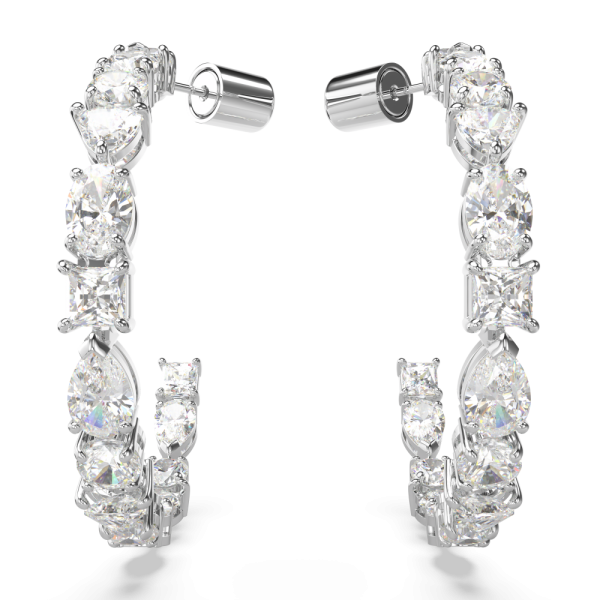 Brincos Swarovski Argola Mesmera Combinação de Lapidações Brancos Lacado a Ródio