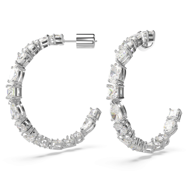 Brincos Swarovski Argola Mesmera Combinação de Lapidações Brancos Lacado a Ródio