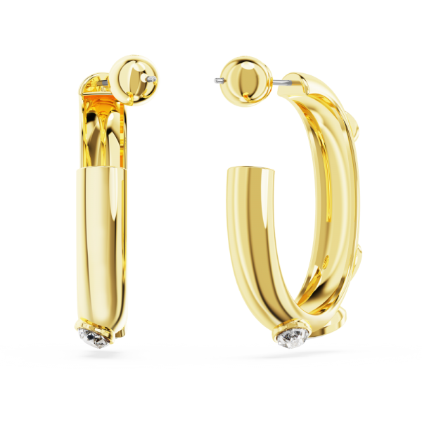 Brincos Swarovski Argola Dextera Combinação de Lapidações Brancos Lacado a Dourado