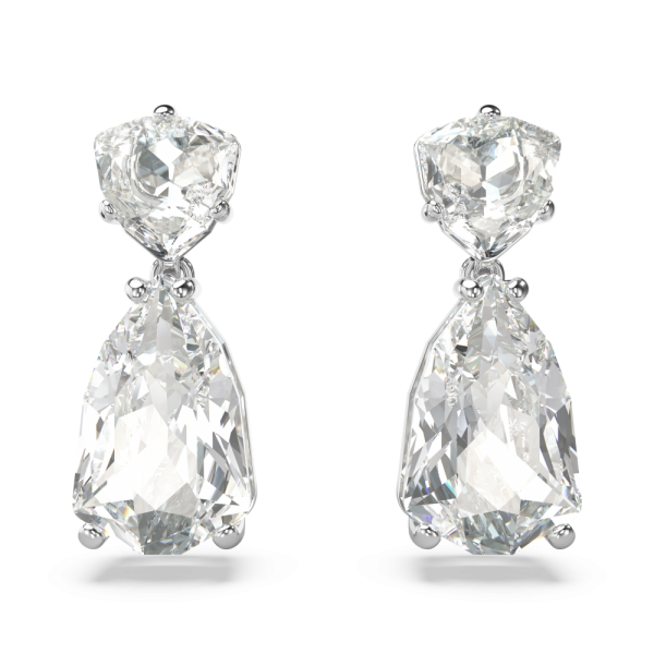 Brincos Swarovski Compridos Mesmera Combinação de Lapidações Branco Lacado a Ródio