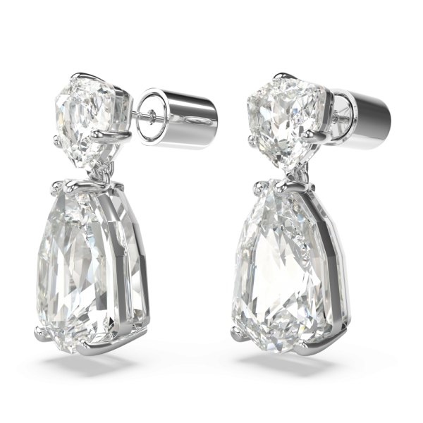 Brincos Swarovski Compridos Mesmera Combinação de Lapidações Branco Lacado a Ródio