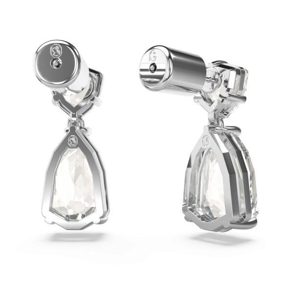 Brincos Swarovski Compridos Mesmera Combinação de Lapidações Branco Lacado a Ródio