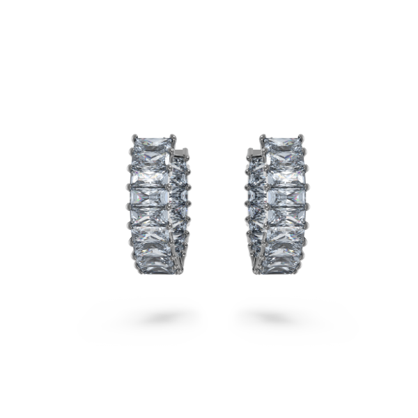 Brincos Swarovski Argola Matrix Lapidação Baguete Cinzentos Lacada a Ródio