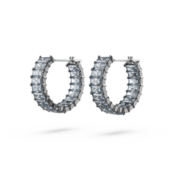 Brincos Swarovski Argola Matrix Lapidação Baguete Cinzentos Lacada a Ródio