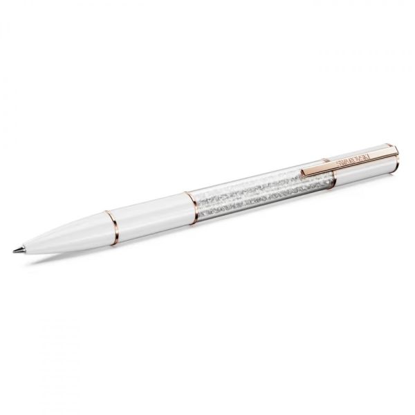 Esferográfica Swarovski Crystalline Lustre Branco Lacado a rosa dourado