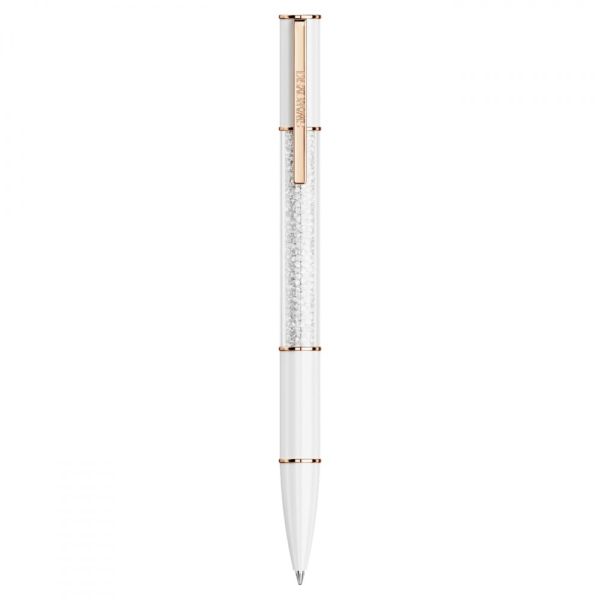 Esferográfica Swarovski Crystalline Lustre Branco Lacado a rosa dourado